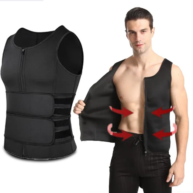 Men Body Shaper Fitness Neoprene Sauna Vest Waist Trainer Double Belt Sweat Shirt Corset Top Abdomen Slimming Shapewear Fat Burn